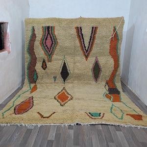 Costum Marokkanischer Azila-Teppich – Marokkanischer Wollteppich – Neuer Azilal-Teppich – Bester Heimteppich – Neuer Beni Ouarain-Beigeteppich – Orangefarbener feiner Berberteppich