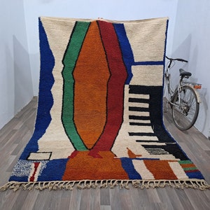 Costum Moroccan Colorful Rug - Amazing Moroccan Woolen carpet - New Azilal Rug - Beni Ouarain Style - New Beni Ouarain Rug - Fine Berber Rug
