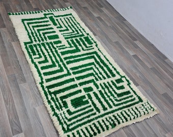 Green Azilal Moroccan Rug - Handmade Wool Berber Carpet