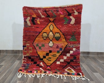 Costum marokkanischer farbenfroher Teppich – marokkanischer roter Wollteppich – neuer Azilal-Teppich – Boujaad-Stil – neuer Beni Ouarain-Teppich – feiner Berber-Teppich