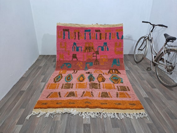 Moroccan Berber Rug, Pink Wool, Handmade Cozy Shag (Custom Sizes)