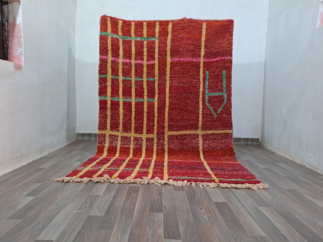 Moroccan Wool Rug: Red Azilal Design - Handmade Berber Style - Etsy
