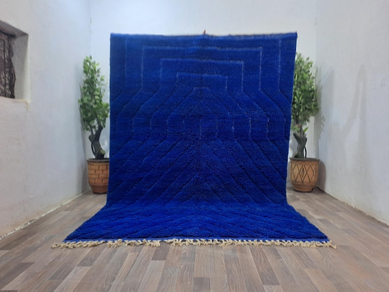 Vibrant Blue Rug Custom Blue Moroccan Rug, Handmade Wool Berber Carpet - Etsy