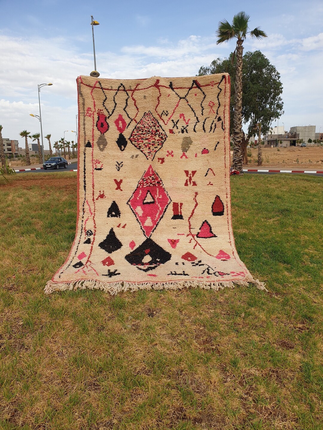 Moroccan Azilal Rug - Colorful Wool, Boho Checkered Design - Etsy