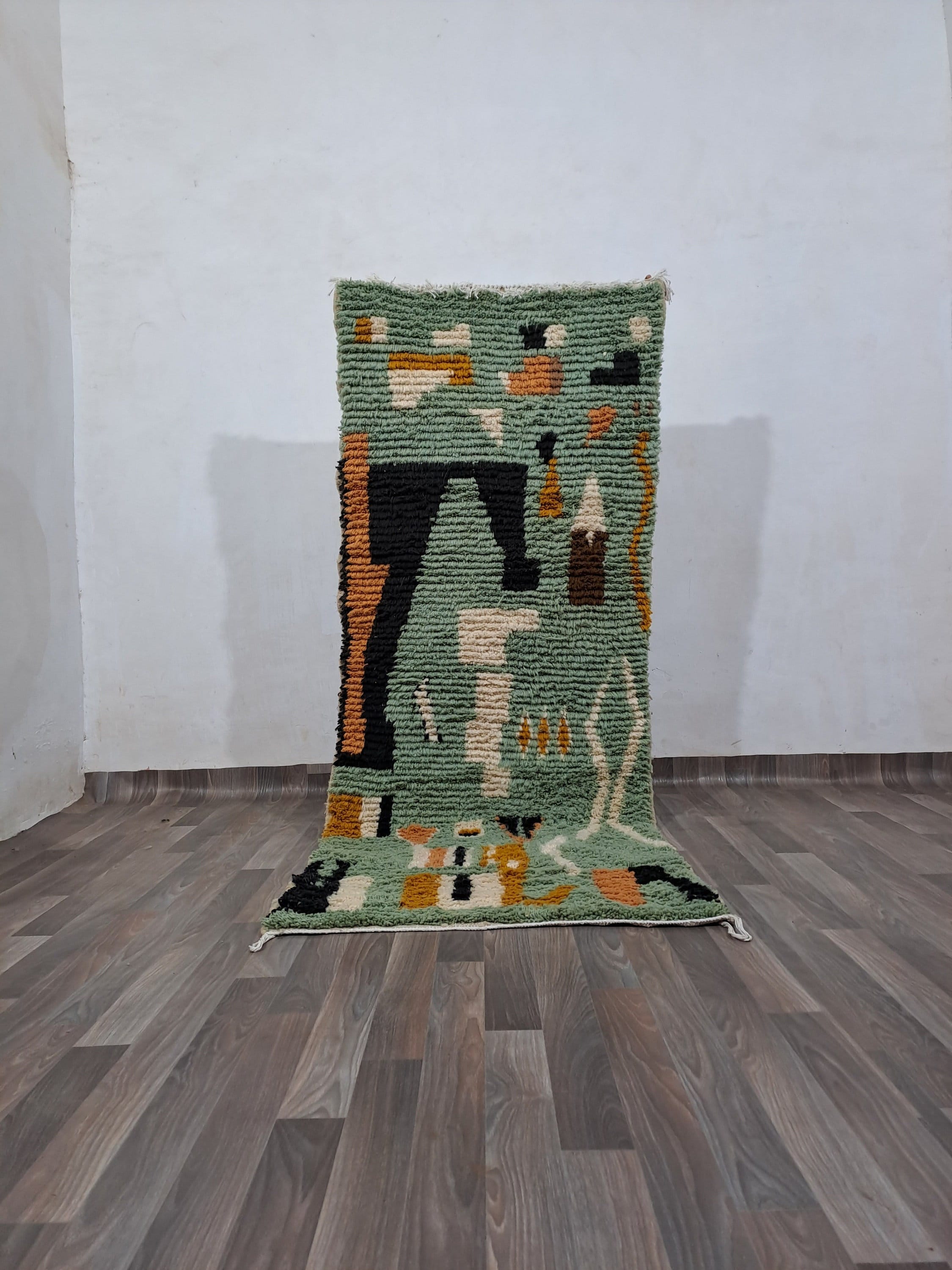 Costum Moroccan Colorful Rug - Moroccan Woolen carpet - New Azilal Rug - Boujaad Style - New Beni Ouarain Rug -Mint Green Fine Berber Rug