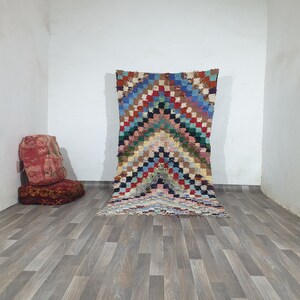 7.9x4.1ft Moroccan Boucharouite Carpet-Vintage Art Deco Rug-The Rarest Moroccan Rug-Moroccan Colorful Rug-Gift For Her Handmade #RN258