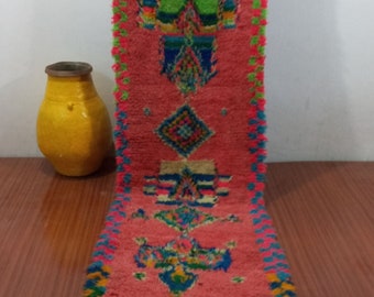 2.9 x 10.7 ft / 79 x 329 cm Vintage Moroccan Rug, Boujaad Carpet, Pink Rug, Boho Chic, Vintage Rug,hallway rug , entryway rug, Morocco Rug