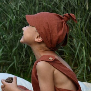 Cappello da neonato in lino con visiera, cuffia da sole per bambini, cappello da spiaggia per bambini, berretto primaverile-estivo per bambini con tesa, sciarpa da sole per neonati, fascia per la testa per neonati