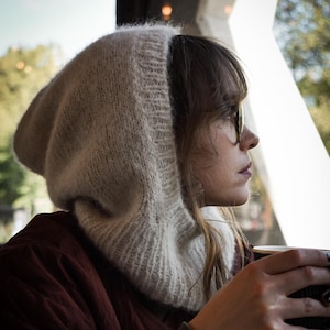 Wollen dames bivakmuts, Alpaca coltrui en muts, Zachte trendy dames capuchon, Handgebreide bivakmuts