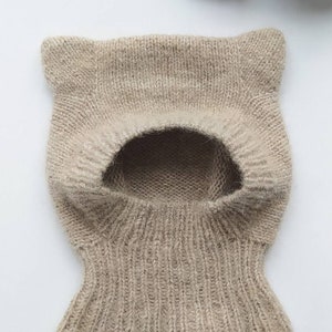 Baby-Sturmhaube aus Wolle, Katzen-Sturmhaube, Snood & Mütze, Katzenohr-Mütze für Kleinkinder, Kätzchenmütze, Kapuzenmütze aus Alpaka-Merino, Trends 2025, gestrickte Wintermütze