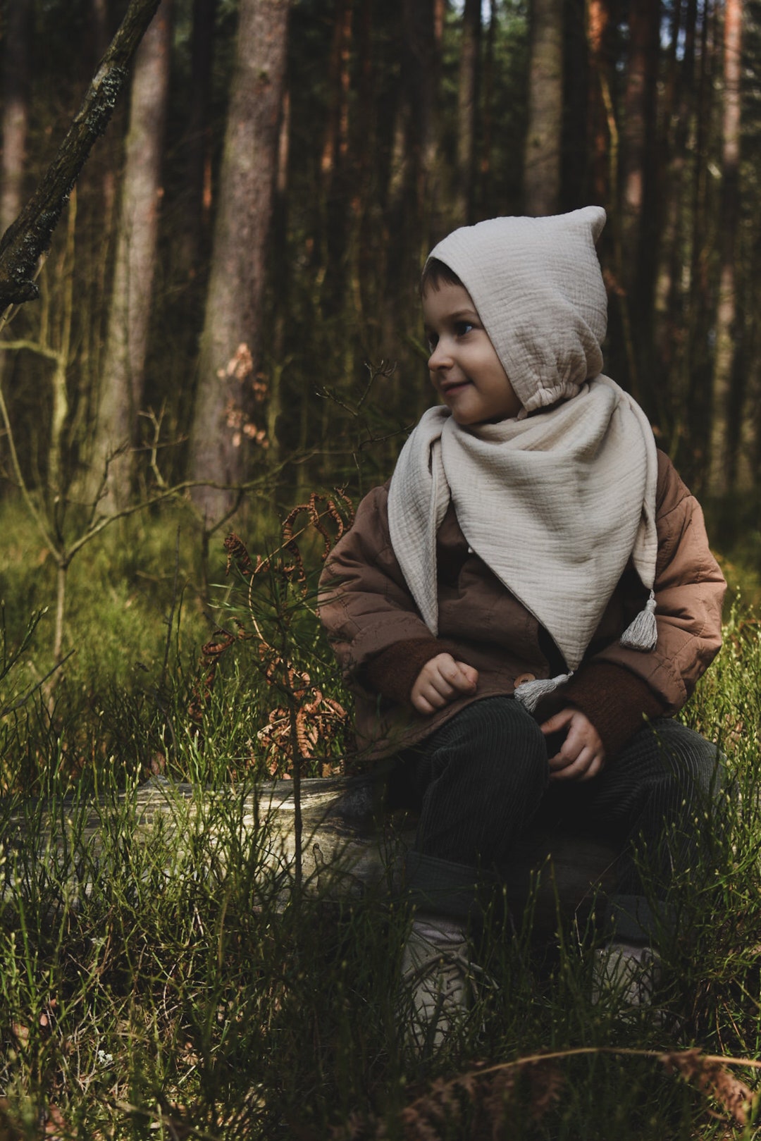 Baby Pixie Hat & Scarf,muslin Baby Bonnet and Shawl,spring Autumn Set ...