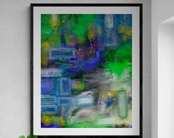 Instant Digital Download - Abstract Art - Green And Blue Art - Digital Art