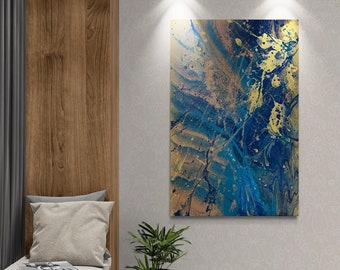 Acrylic Fluid Art Painting On Canvas, Abstract Pour Painting, Original Wall Art, 24x36 Inch Wall Art, Abstract Art