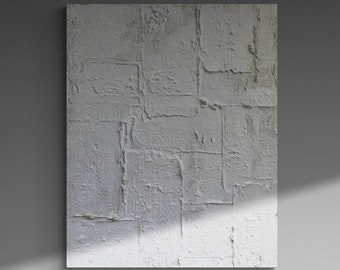 White Textured Wall Art - Minimalist Painting - Geometric Wall Art - White Textured Wall Art - White Beige Living Room Art - Modern Wall Art