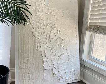 30x40 Large Textured Wall Art, Beige And White Textured Painting, Arches Plaster Art, Minimalistic Texture Art, 3D Plaster Painting