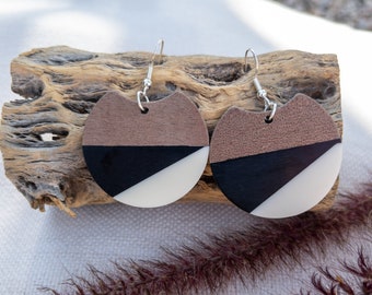 Pendientes Aros de Madera y Resina. Regalo para ella