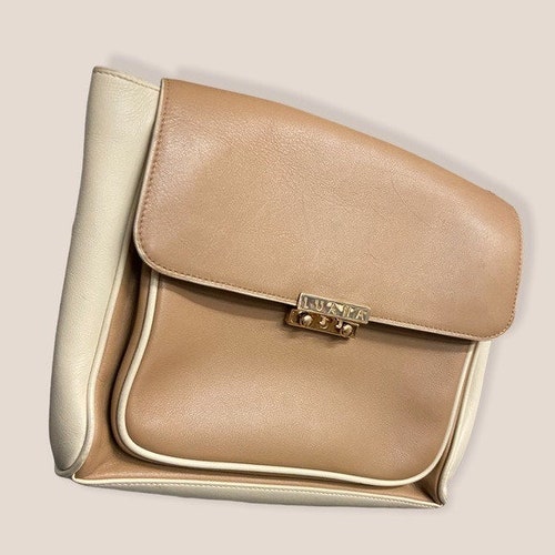 Luana Vintage Italian Leather Cream and Ivory shoulder bag shops