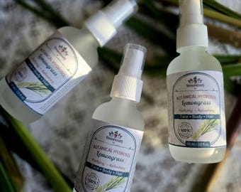 Lemongrass Hydrosol – Purifying & Refreshing Natural Face Toner, Botanical Body and Hair Mist