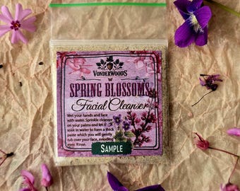 Spring Blossoms Facial Cleansing Grains - Violets + Redbud Botanical Dry Powder Cleanser - Natural Vegan Face Scrub Wash SAMPLE