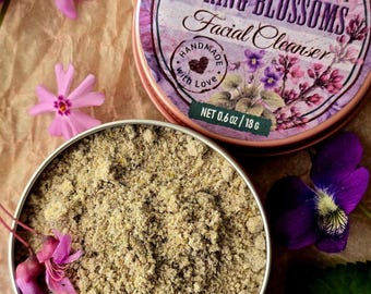 Spring Blossom Facial Cleansing Grains - Violer + Redbud Botanisk torrpulverrengöring - Naturlig vegansk ansiktsrengöring