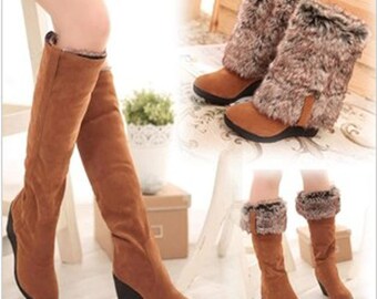 knee high fluffy boots