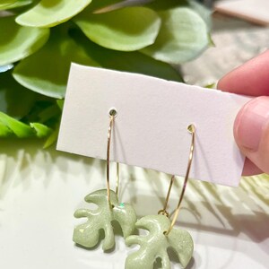 Orecchini Boho Monstera / Verdi e Perle / Leggeri e Ipoallergenici