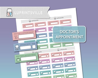 Dokter Afspraak Afdrukbare Planner Stickers | Afsprakenplanner stickers | Bullet journal afspraak afdrukbare stickers | Snijlijnen