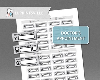 Dokter Afspraak Afdrukbare Planner Stickers | Afsprakenplanner stickers | Bullet journal afdrukbare afspraakstickers | Snijlijnen