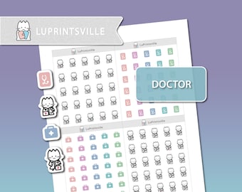 Doctor Printable Planner Stickers | Checkup planner stickers | Bullet journal doctor printable stickers | Cut lines