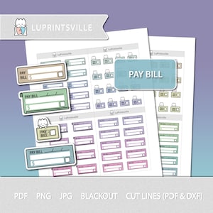Bill Due Printable Planner Stickers | Pay Bill Planer Sticker | Bullet Journal Printable Bill Stickers | Geschnittene Linien