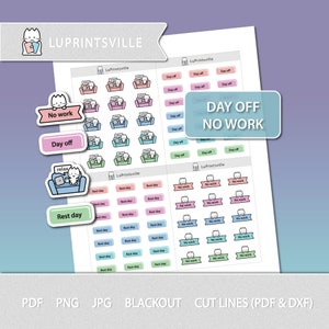 Day Off Printable Planner Stickers | No work planner Stickers | Bullet journal labor day printable stickers | Cut lines