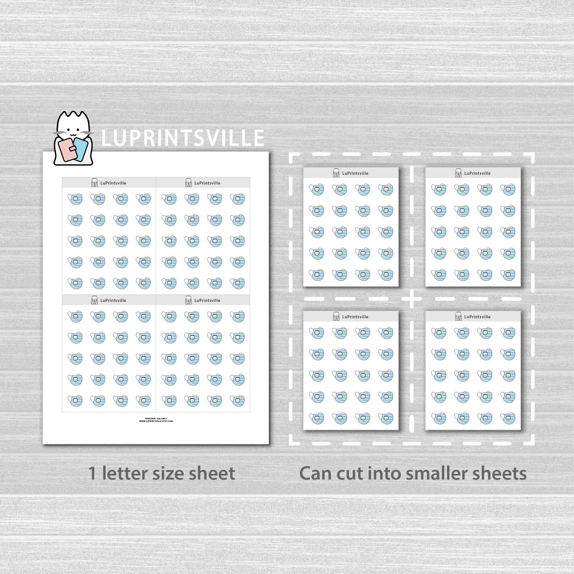 Sticker Mask Sheet Face Mask Printable Planner Stickers | Mask Planner Stickers | Bullet ...