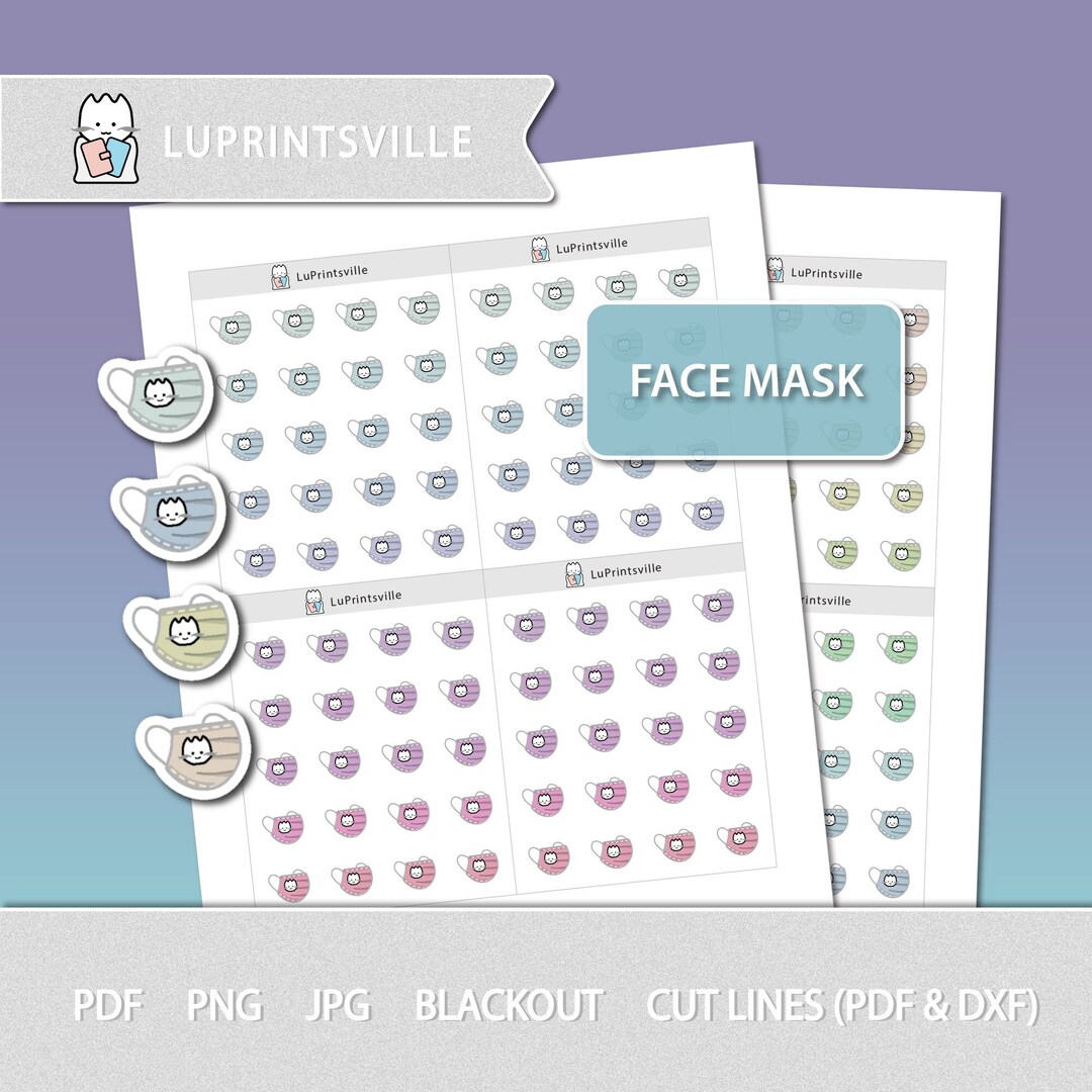 Sticker Mask Sheet Face Mask Printable Planner Stickers | Mask Planner Stickers | Bullet ...