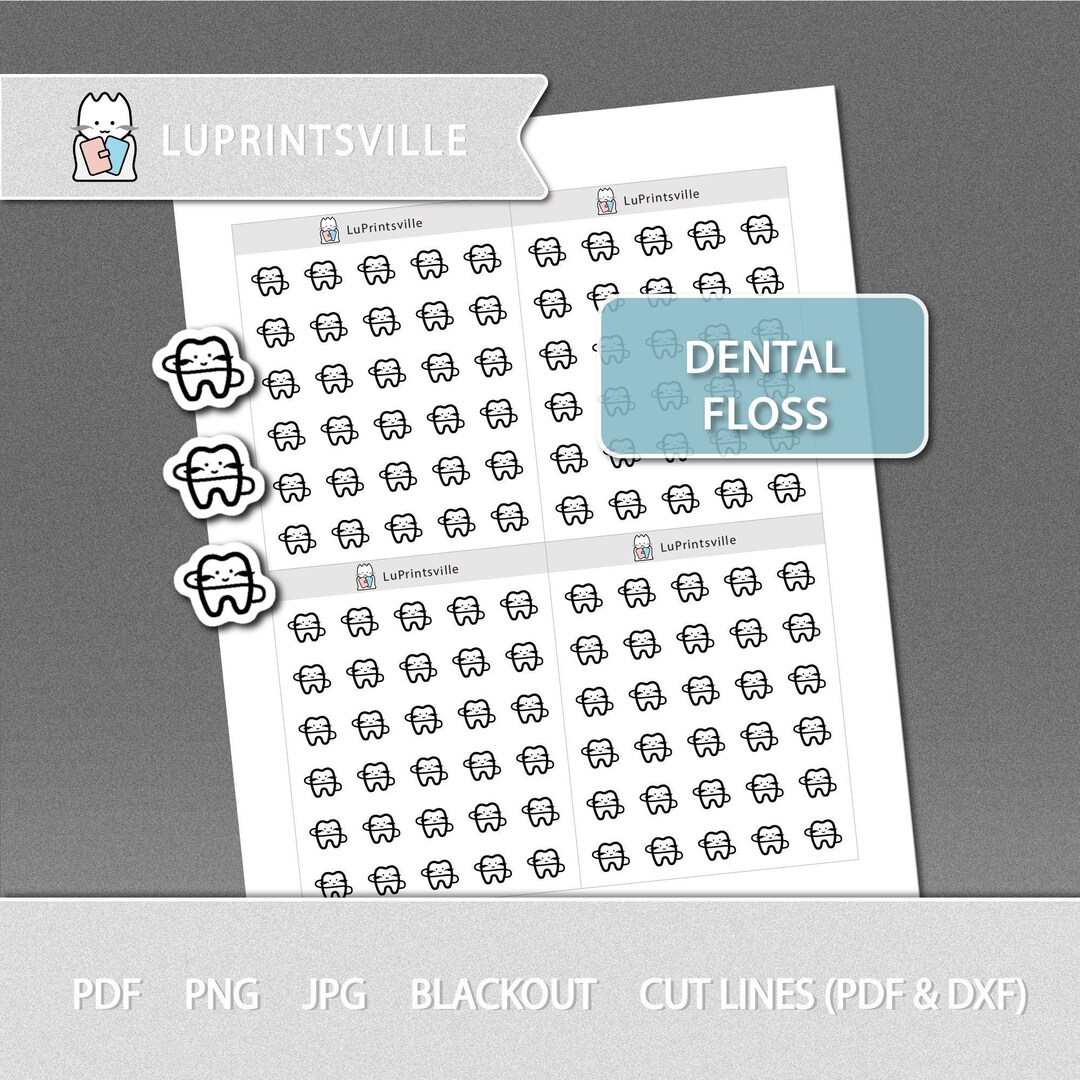 Dental Floss Printable Planner Stickers Floss Planner Stickers Bullet ...