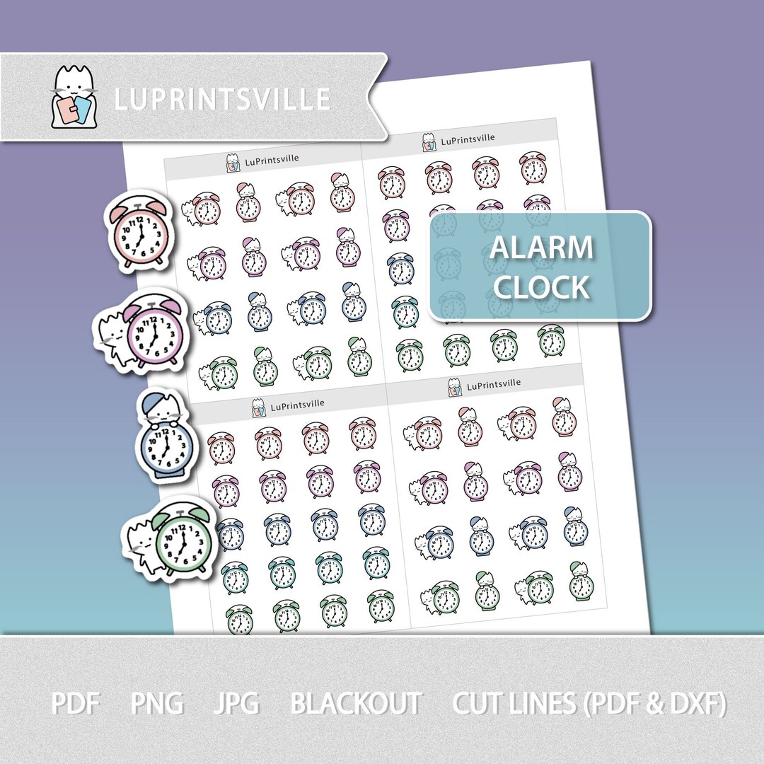 Alarm Clock Printable Planner Stickers | Clock Planner Stickers ...