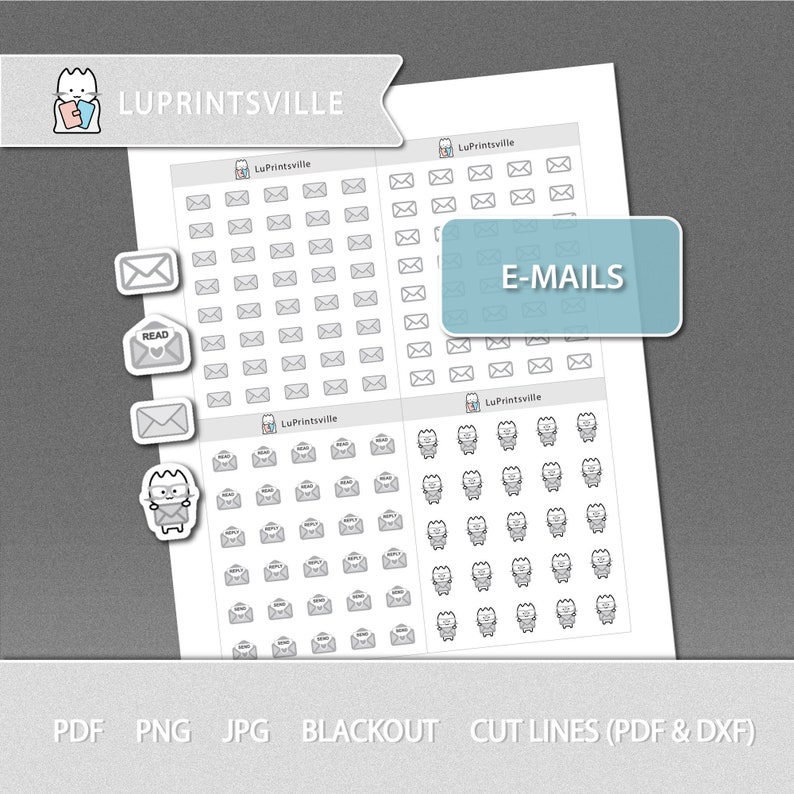 Paper Mails Sticker Design Emails Printable Planner Stickers | Email Planner Stickers | Bullet ...