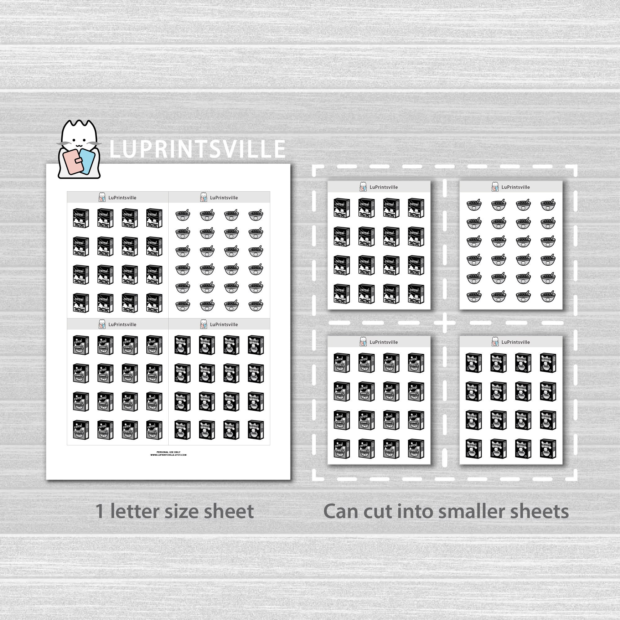 Cereal Printable Planner Stickers | Breakfast Planner Stickers | Bullet ...