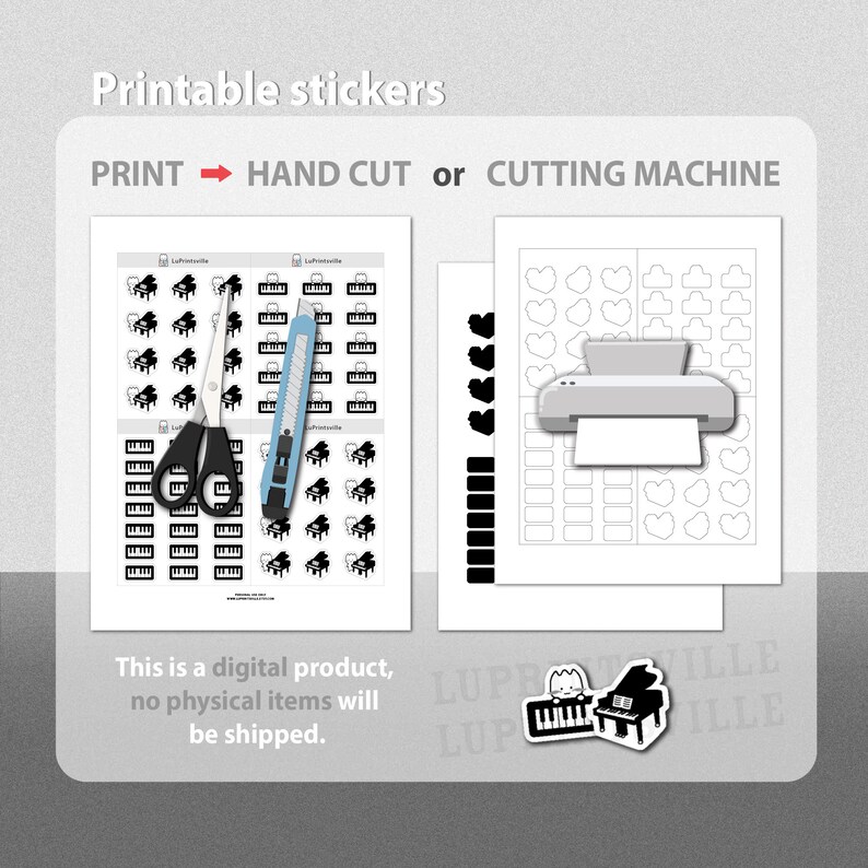 Piano Printable Planner Stickers | Piano Planner Stickers | Bullet ...