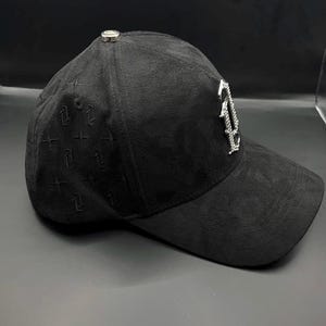Gorra de béisbol Barbas Eclipse de gamuza negra con logo de diamantes de imitación imagen 2