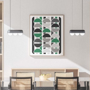 Modern Wall Art, Mid-Century Printable, Neutral, Office Art, Bold Stroke, Jade , Grey