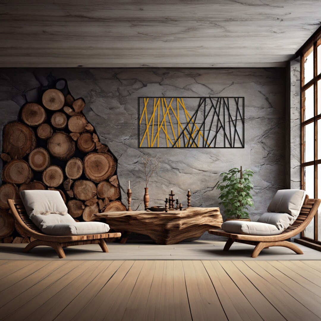 Double Metal Gold and Black Modern Wall Art, Metal Wall Decor, Wall