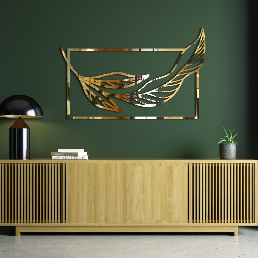 Metal Wall Decor Long Narrow Wall Art Autumn Leaf Plexiglass Etsy