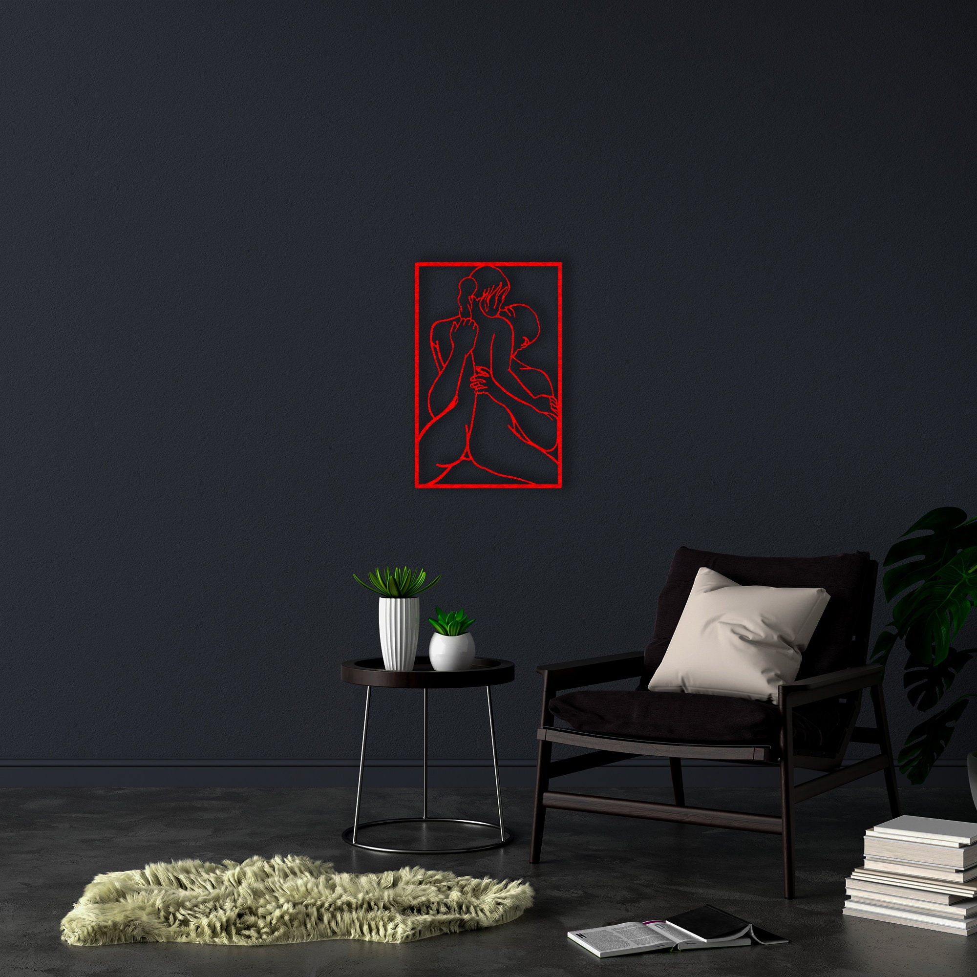 Make Love Metal Line Art Man and Woman Nude Line Art Home Etsy