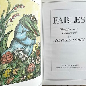 Fables | by Arnold Lobel, 1980 illustrated hardcover, Caldecott Medal Winner, First UK Edition | Vintage children’s fables picture book