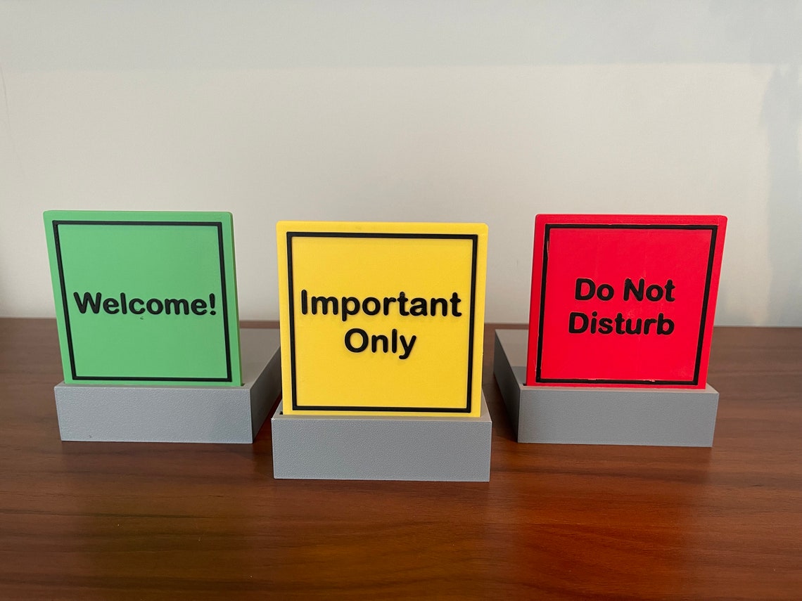 Desk Availability Indicator Signs: Red, Yellow, Green - 3D Printed - Etsy
