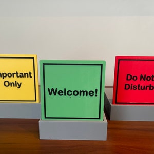 Custom High Visibility Desk Sign - 3 custom status signs in one holder tray. Use this at work to gain control of your time!