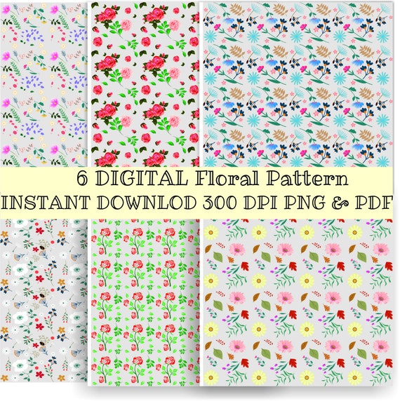 Digital Seamless Pattern Printable Paper Design Flower | Etsy