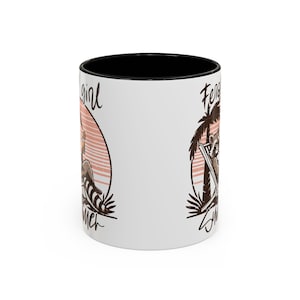Feral Girl Summer Mug | Colorful Coffee Cup and Fun Gift for Raccoon Lovers | Perfect for Birthdays & Beach Days