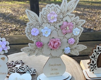 Eternal bouquet of wooden flowers for gift for mom, grandma, godmother, nanny