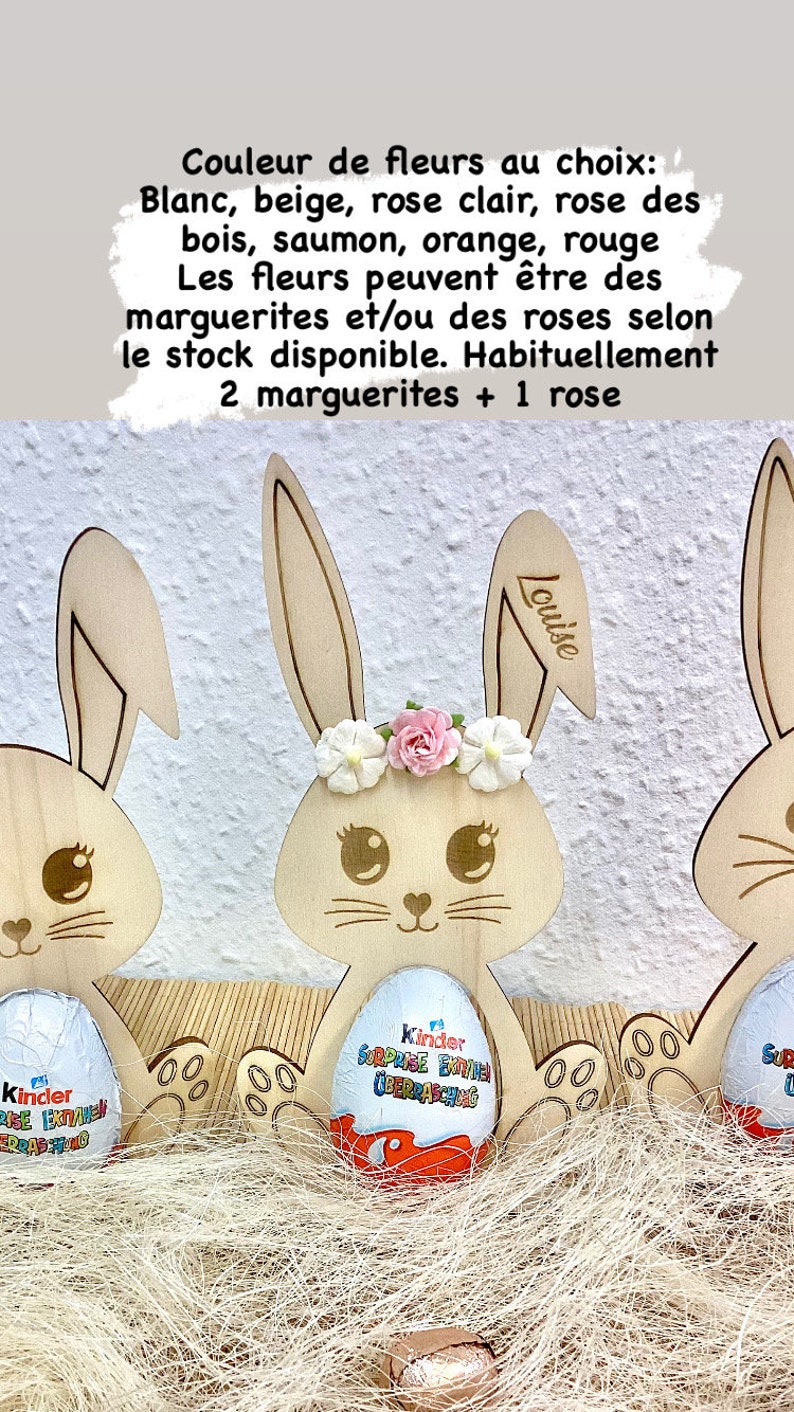 Lapin en bois avec support pour oeuf chocolat image 5